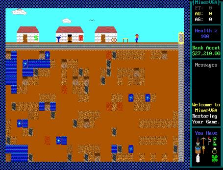 Miner VGA (DOS 1989) Game Play 